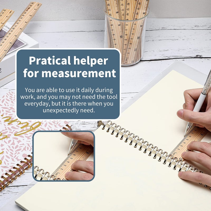 SZLFSX 120 Pack Wooden Ruler 12 inch Rulers Bulk Wood Measuring Ruler Office Ruler 2 Scale - Image 4